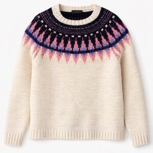 Elegant Cream Sweater with Pink Accents